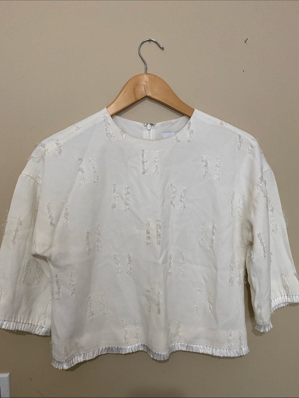 Derek Lam Crosby 10 Ivory Embroidered Short Sleeve Blouse